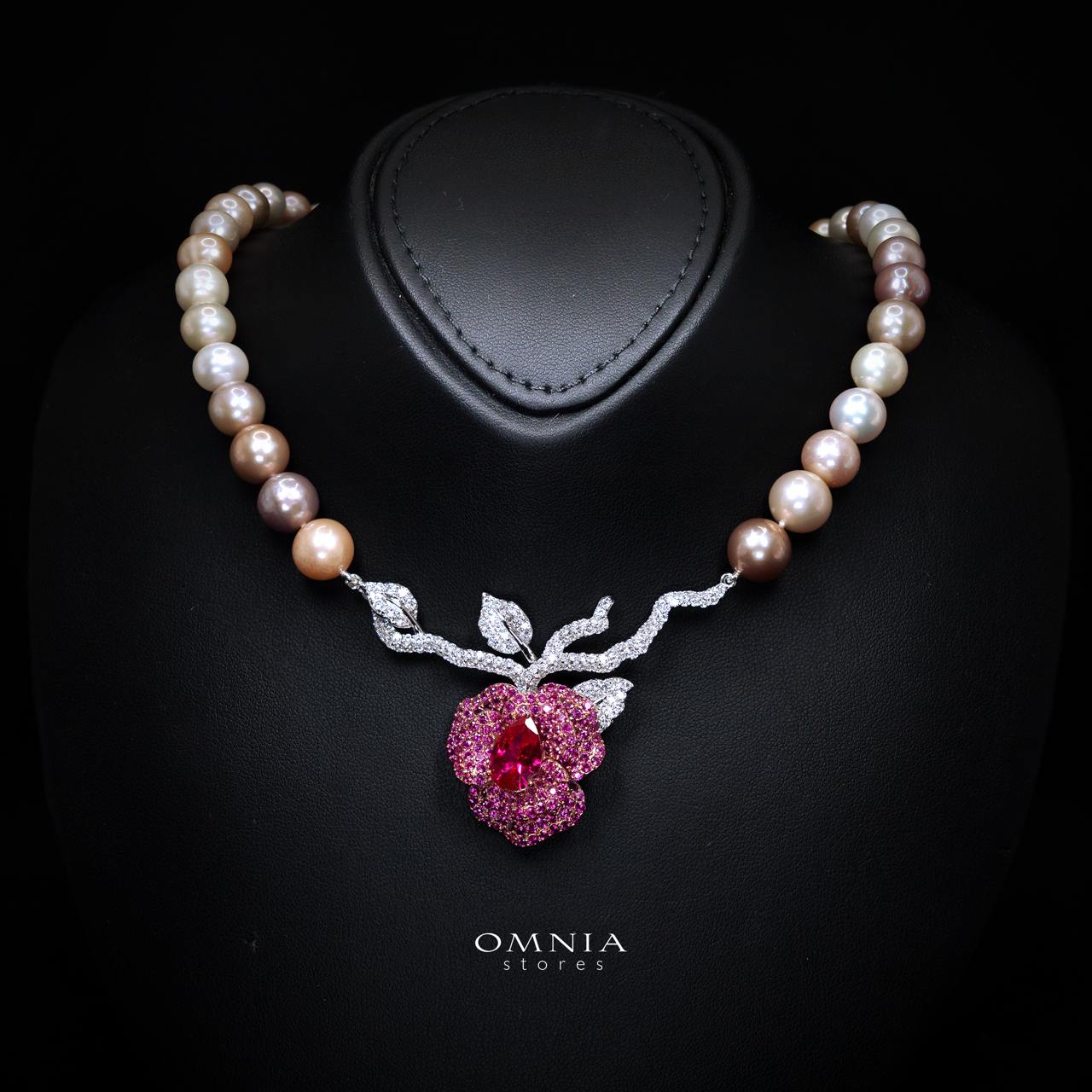 Omnia Masa Fresh Real Water Pearl Set in 925 Silver High Quality Simulated diamonds - OMNIASTORES KSA