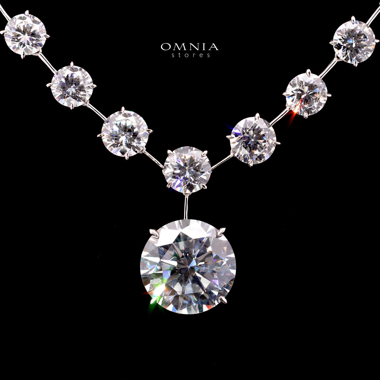 Lina Necklace with Certificate, High-Quality Premium Simulated Diamonds in 925 Sterling Silver - OMNIASTORES KSA
