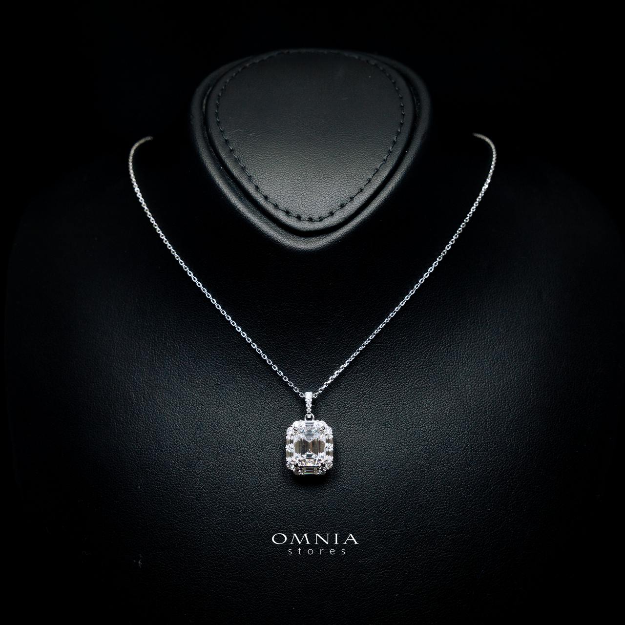 Ingela Emerald-Cut Moissanite Necklace 8x10mm (4CT) With GRA Certificate in 925 Sterling Silver