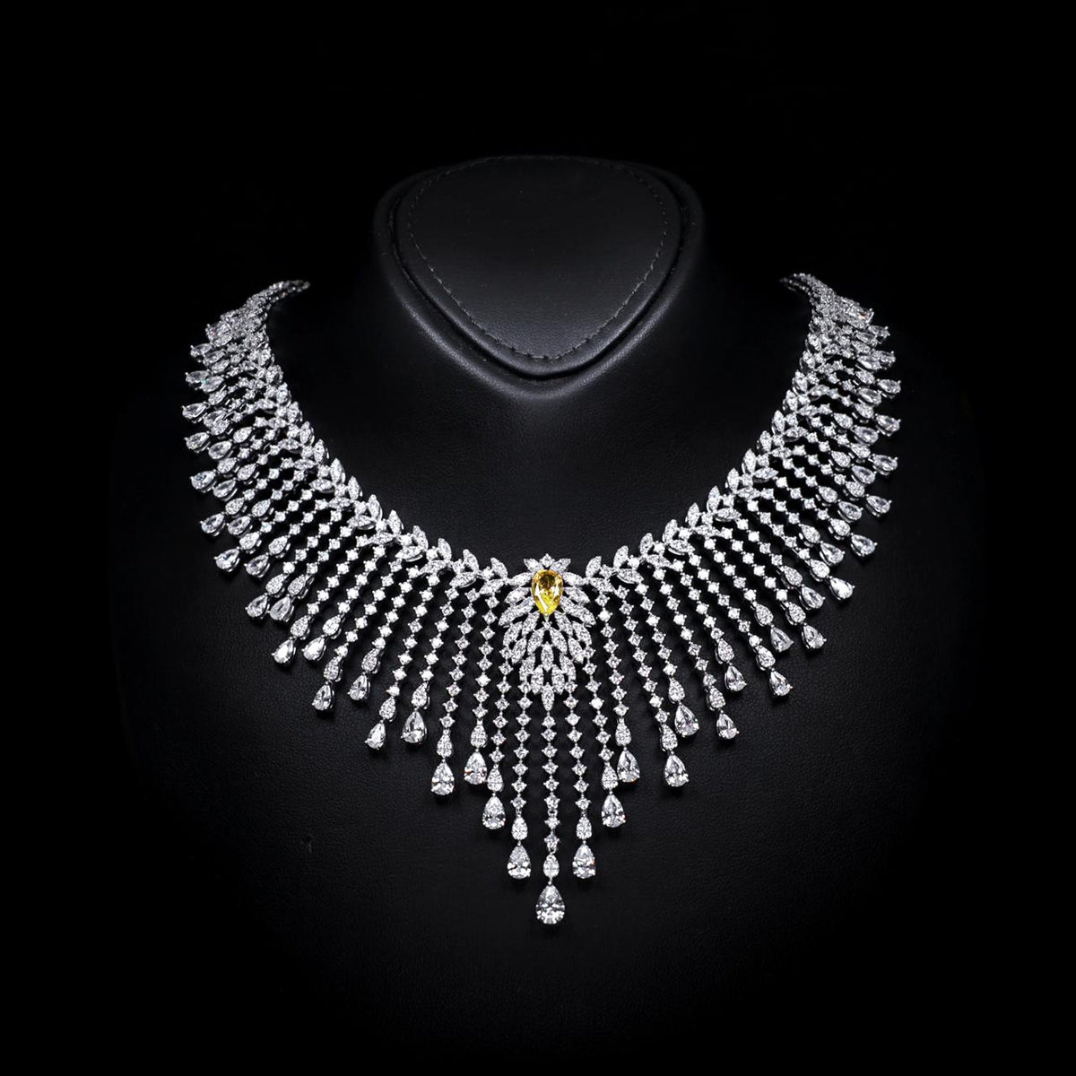 Myra Yellow Luxury Bridal Full Set with High-Quality Zircon Stones Premium Rhodium Plating