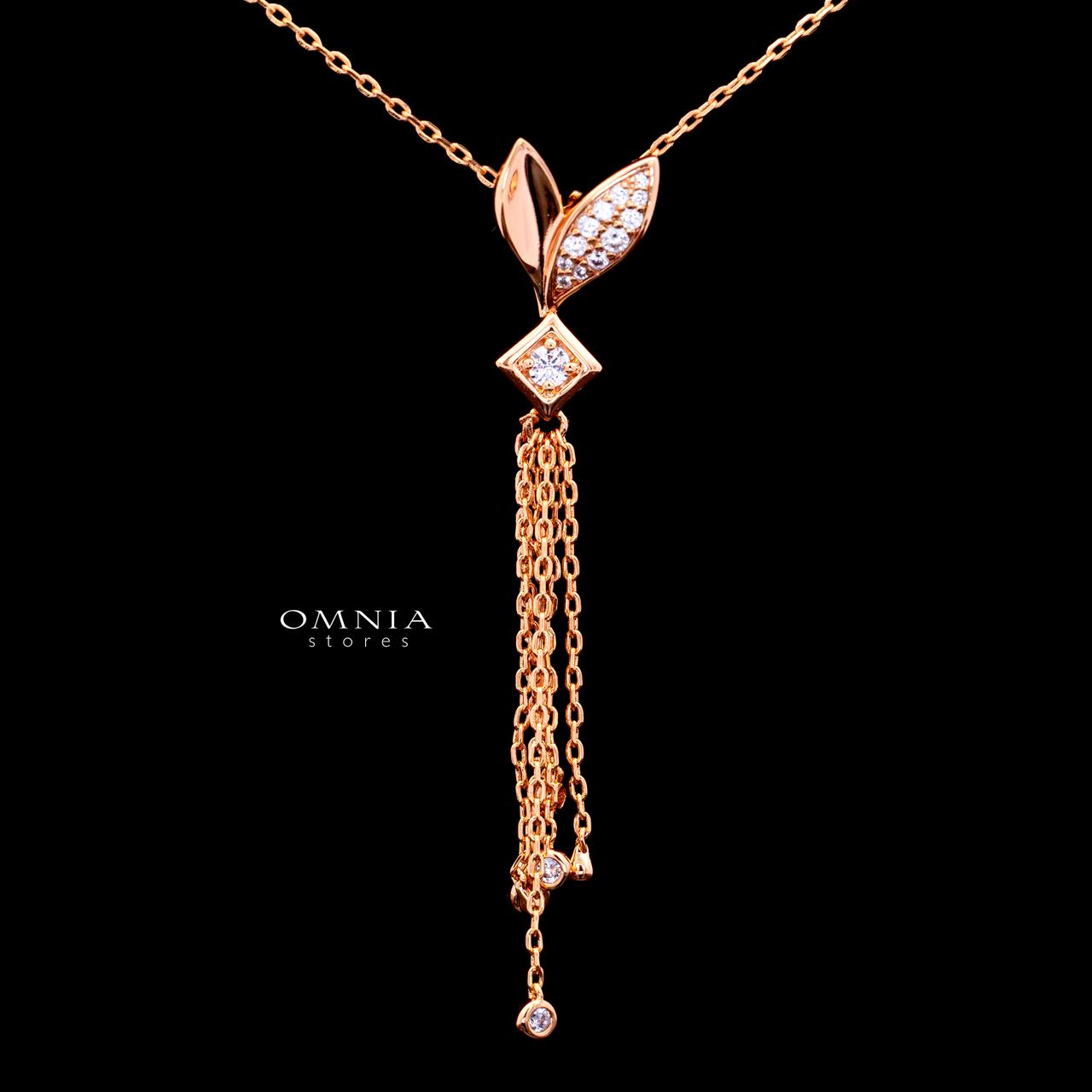 Carla Rose Gold Premium Rhodium-Plated Alloy Necklace with High-Quality Simulated Diamonds