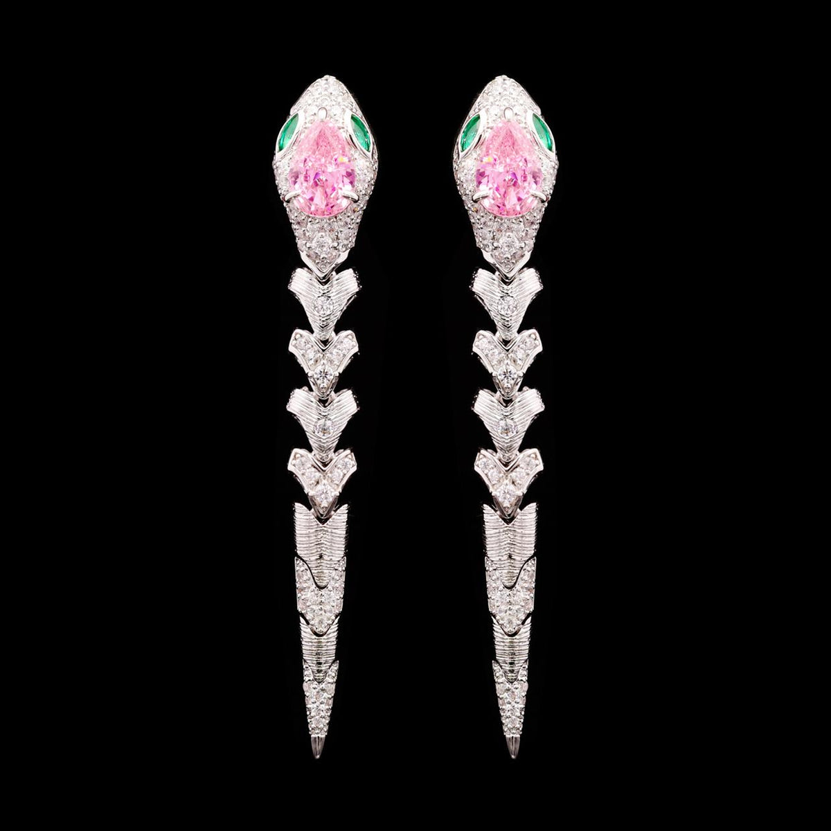Adriana Pink Luxury Bridal Full Set with High-Quality Zircon Stones Rhodium Plated