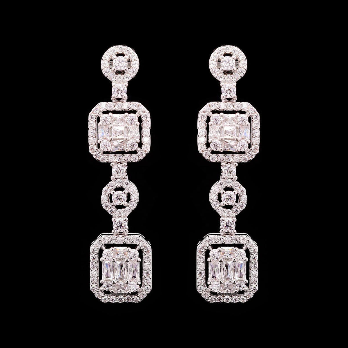 Reena White Luxury Bridal Full Set with High-Quality Zircon Stones Rhodium Plated