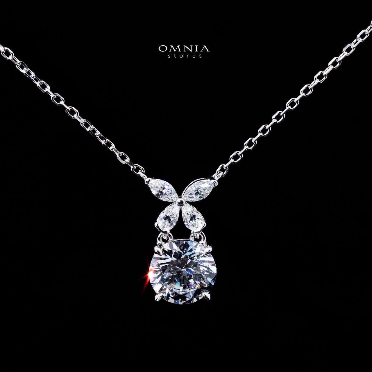 Omnia Sameera White Pendant Necklace With High Quality Certified Lab Crafted Stones In 925 Silver