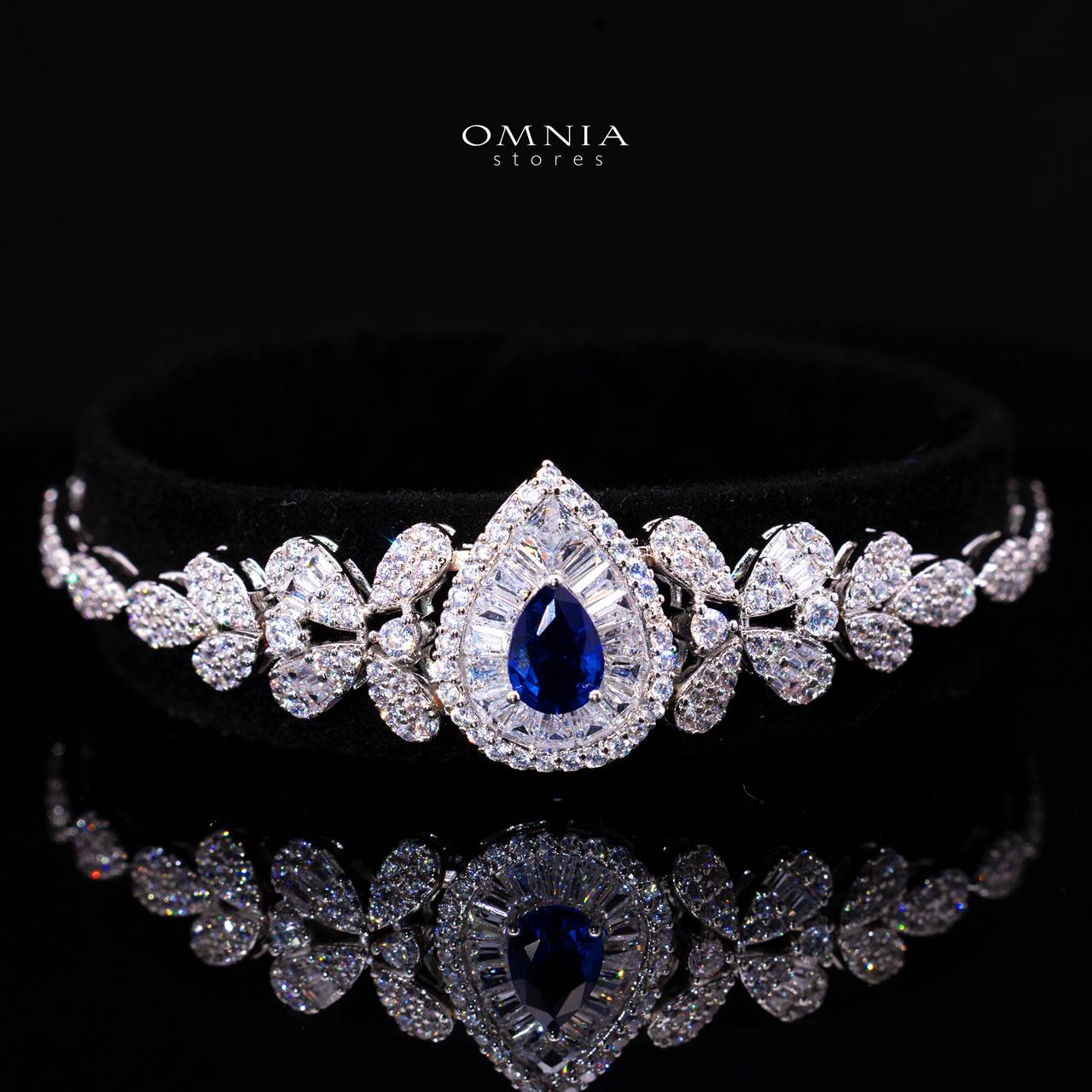 Valerie Blue Luxury Bridal Full Set in High-Quality Rhodium-Plated Finish with Premium Zircon Stones