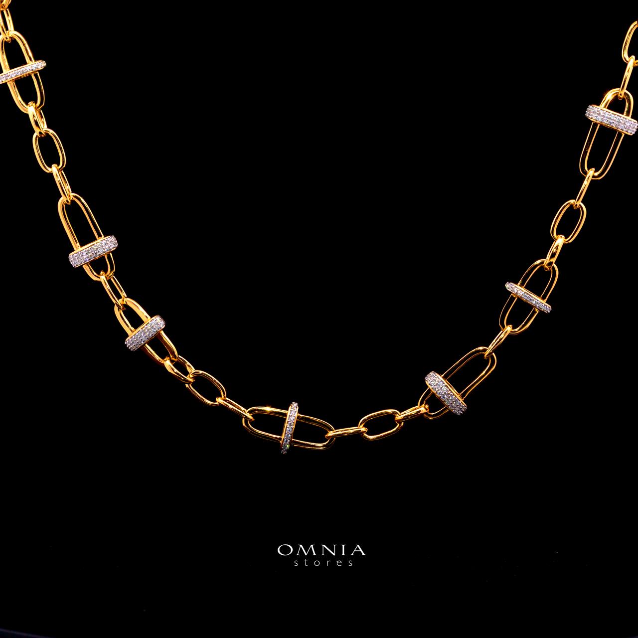 Marla Gold and White Necklace with High-Quality Simulated Diamonds in 925 Silver