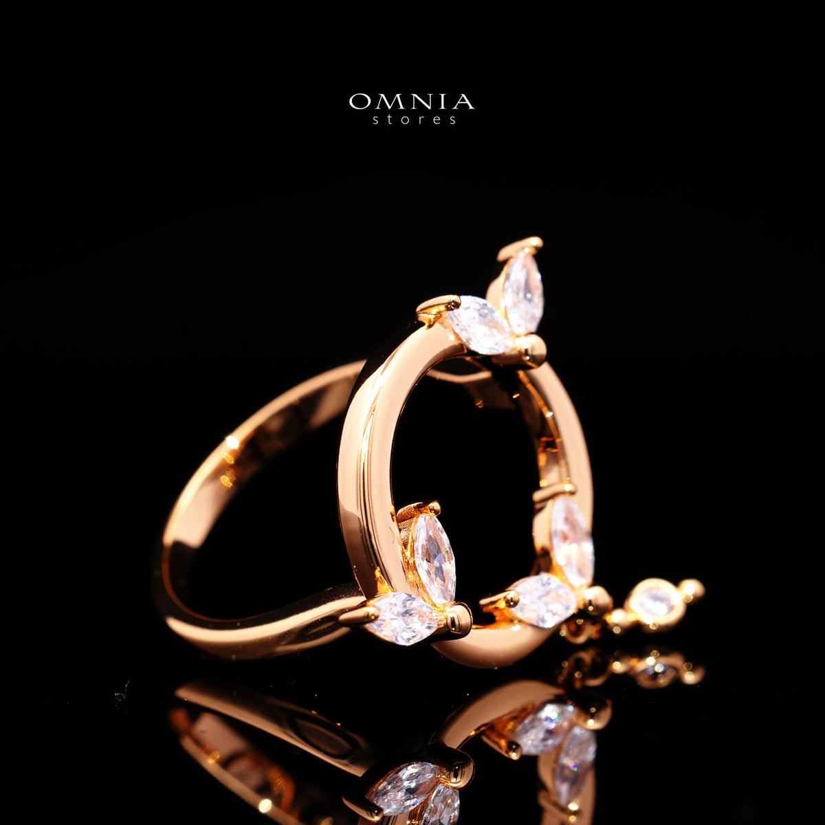 Stacey Rose Gold Premium Rhodium-Plated Alloy Ring with High-Quality Simulated Diamonds