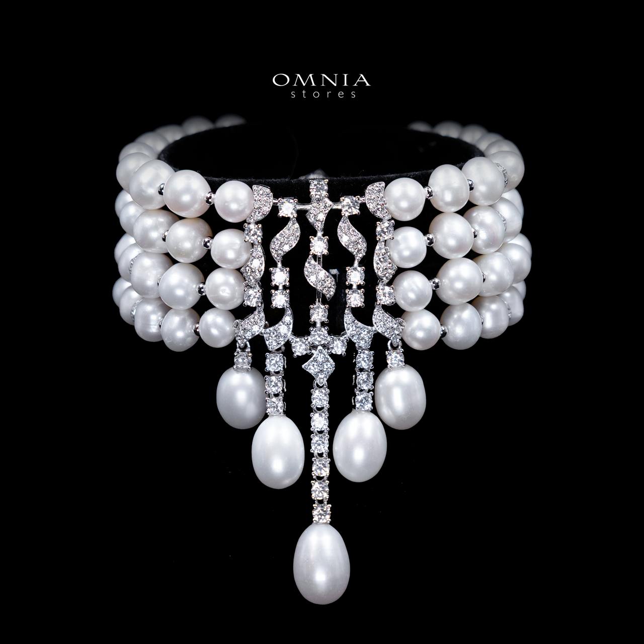 Omnia Behati Fresh Real Water Pearl Set In 925 Silver High Quality Simulated diamonds - OMNIASTORES KSA