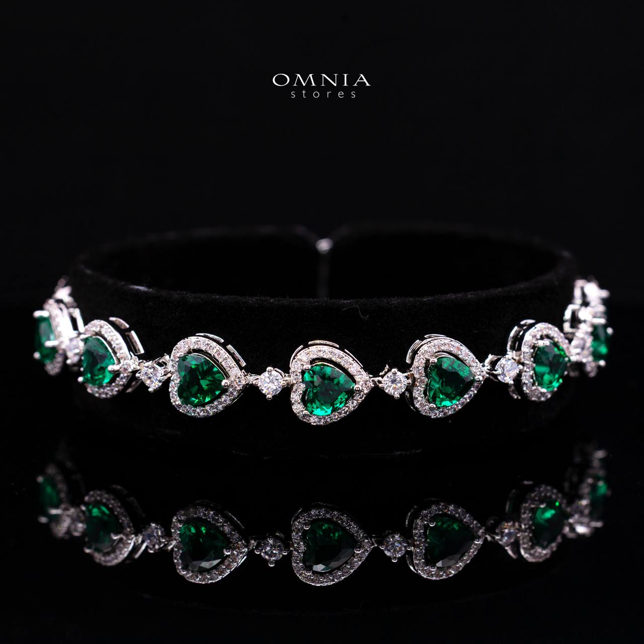 Talina Green Luxury Bridal Full Jewelry Set with High-Quality Premium Simulated Diamonds-Rhodium-Plated
