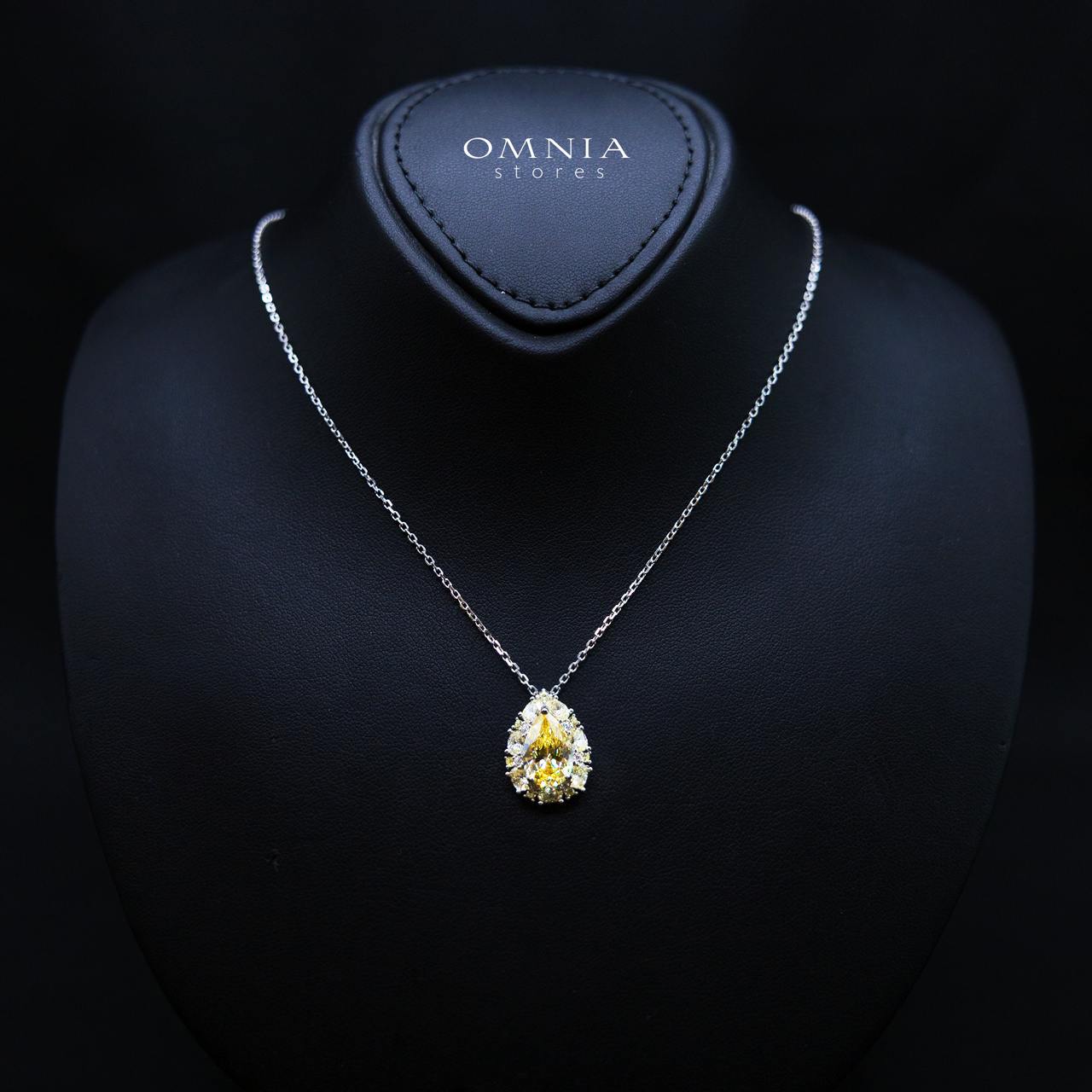 Sireesha Elegant Yellow Cluster Pendant Necklace in 925 Sterling Silver with Premium Simulated Diamond