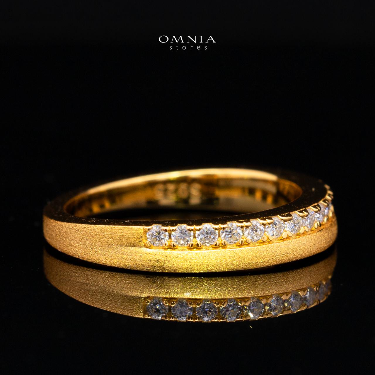 Hasen White Moissanite Minimalist Half Eternity Band Ring – Gold-Plated 925 Sterling Silve