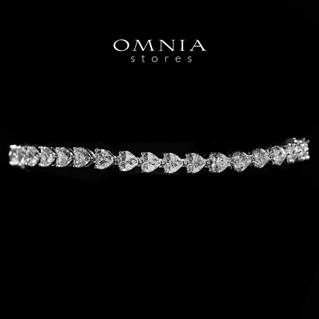 Omnia Azza Heart White Silver Bracelet In 925 Silver High Quality Certified Lab Crafted Stones - OMNIASTORES UAE