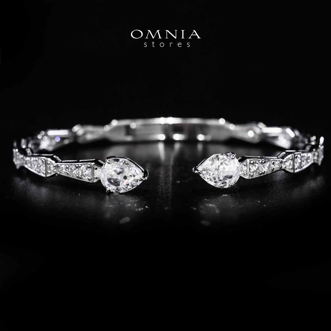 Omnia Aqeelah White Silver Bangle In 925 Silver High Quality Certified Lab Crafted Stones - OMNIASTORES UAE