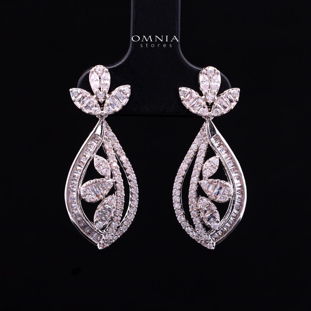 Omnia Celina Luxury White Full Set in High Quality Zircon Stone Rhodium Plated - OMNIASTORES KSA