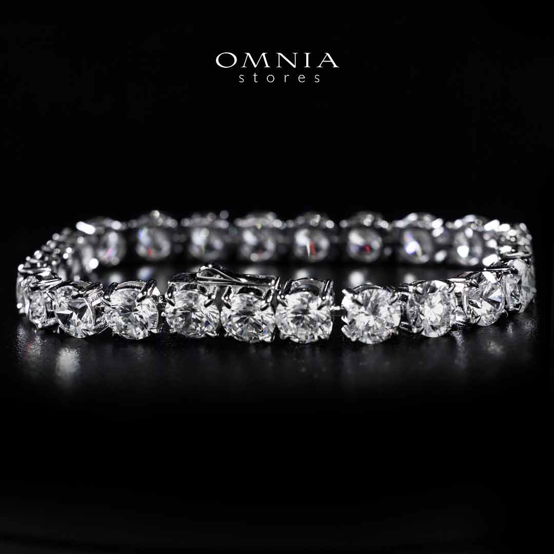 Omnia Baseema White Silver Bracelet In 925 Silver High Quality Certified Lab Crafted Stones - OMNIASTORES UAE