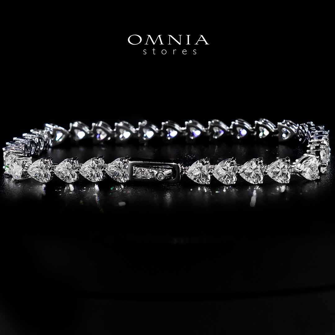 Omnia Azza Heart White Silver Bracelet In 925 Silver High Quality Certified Lab Crafted Stones - OMNIASTORES UAE