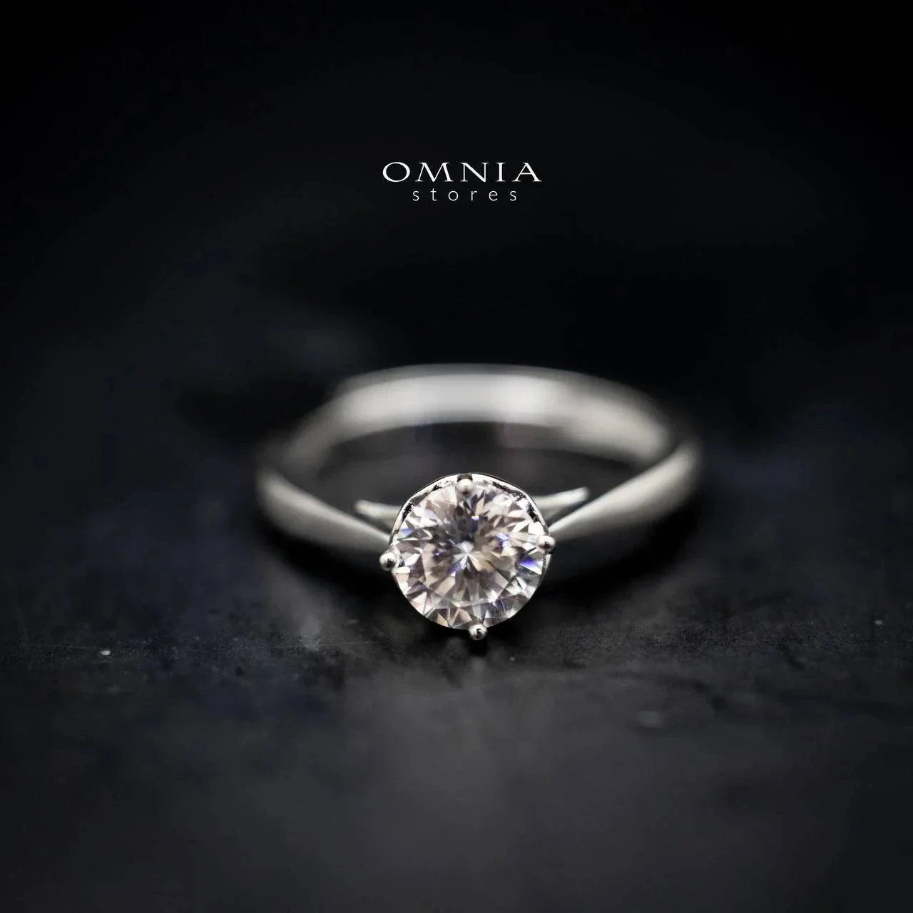 Omnia Maymona Round Cut Ring in 92.5 Silver with High Quality Moissanite Stone - OMNIASTORES UAE