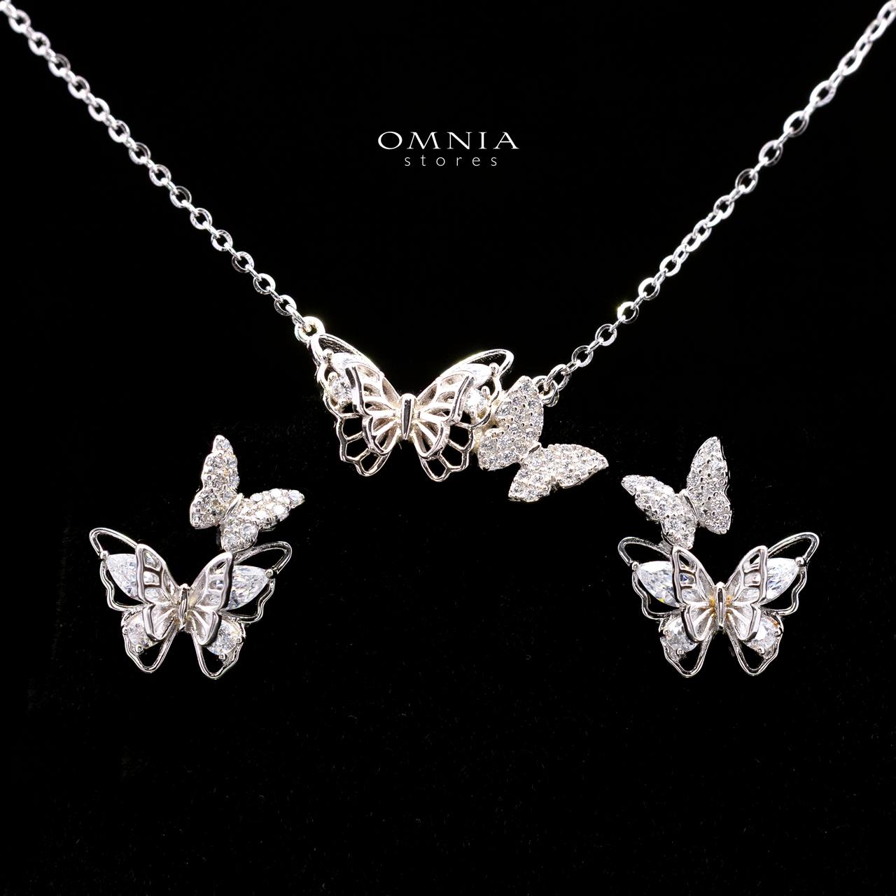 Araceli Butterfly Necklace and Earrings Set in 925 Sterling Silver with Premium Simulated Diamonds - OMNIASTORES KSA