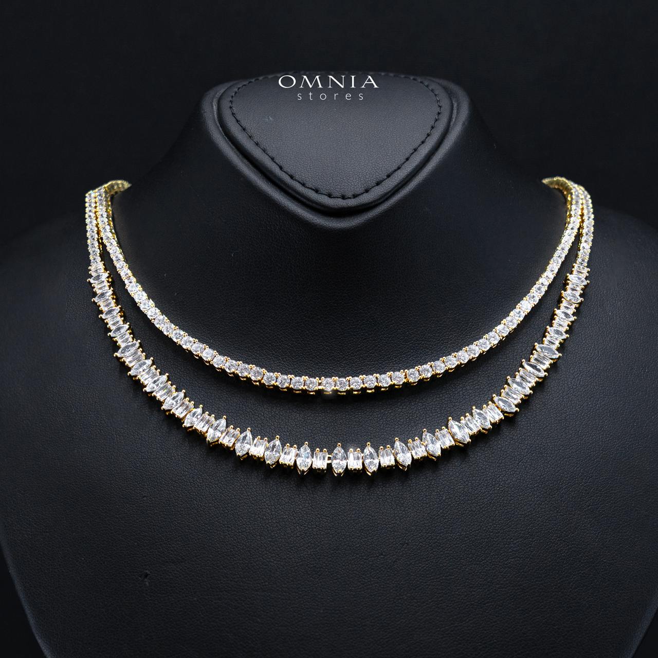 Alica Gold Bridal Full Set in Premium Rhodium-Plated Finish with High-Quality Zircon Stones - OMNIASTORES KSA