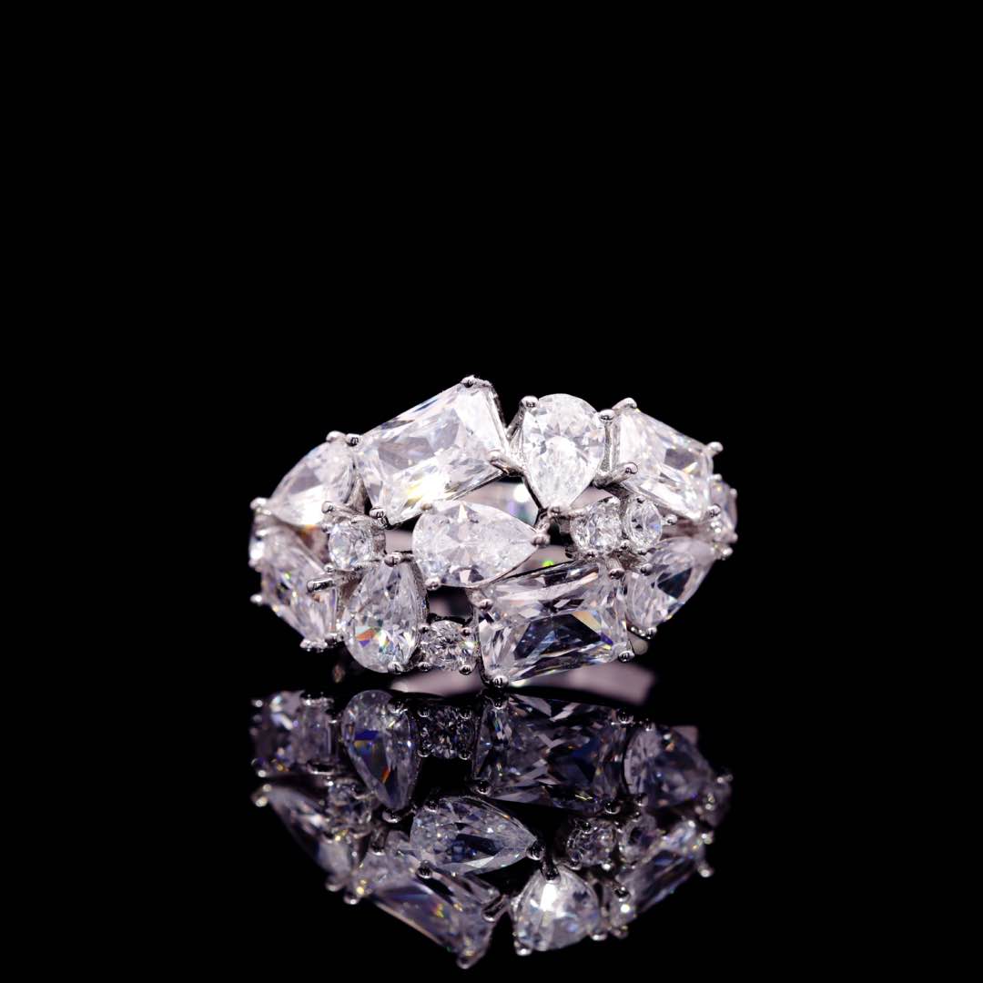 Omnia Anastasia White Luxury Bridal Full Set in High Quality Zircon Stone in Rhodium Plated - OMNIASTORES KSA