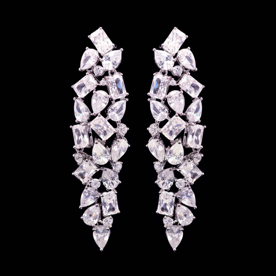 Omnia Anastasia White Luxury Bridal Full Set in High Quality Zircon Stone in Rhodium Plated - OMNIASTORES KSA