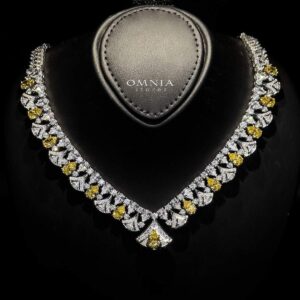 Omnia Elizabeth Yellow & White Bridal Full Set with Pear and Round Cut High-Quality Simulated Diamonds in a Stunning Two-Tone Rhodium Plated Finish - OMNIASTORES KSA