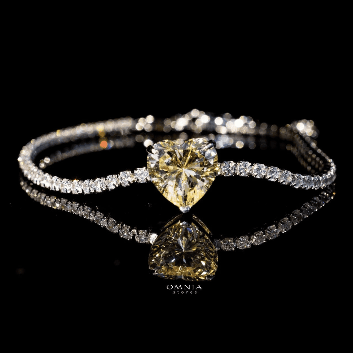 Omnia Louise Yellow Bracelet In 92.5 Pure Silver High Quality Simulated Diamonds - OMNIASTORES UAE