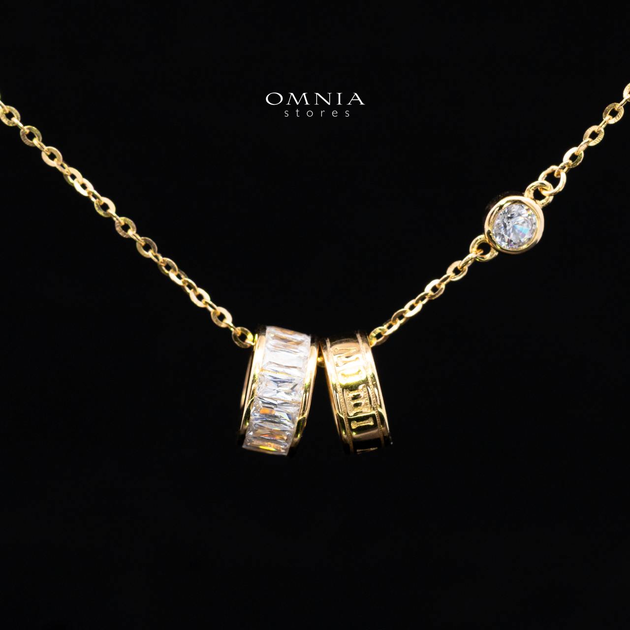 Zhalia Gold Hoop Necklace and Earrings Set in 925 Sterling Silver with Premium Simulated Diamonds - OMNIASTORES KSA