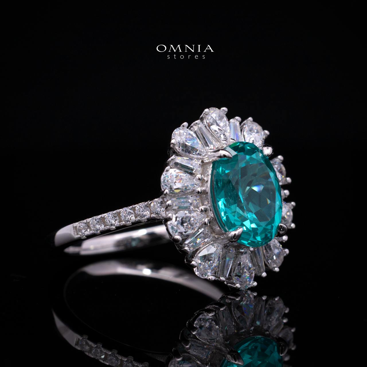 Kaitlynn Lab-Grown Paraiba Ring with GRC Certificate, Oval 7×9mm, in 925 Sterling Silver