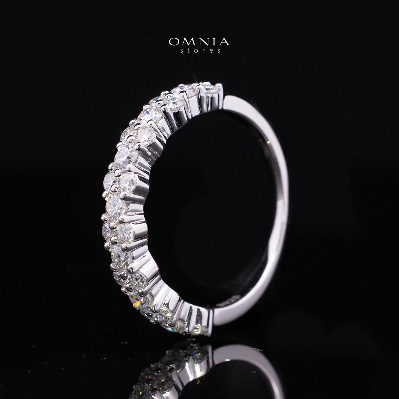 Sumaira White Moissanite Half Eternity Cluster Band Ring – Rhodium-Plated 925 Sterling Silver