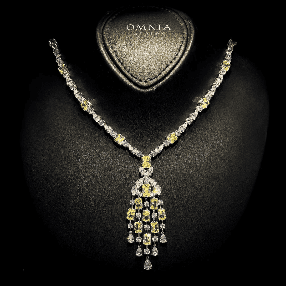 Omnia Israa Yellow Necklace In 92.5 Silver High Quality Simulated diamonds - OMNIASTORES KSA