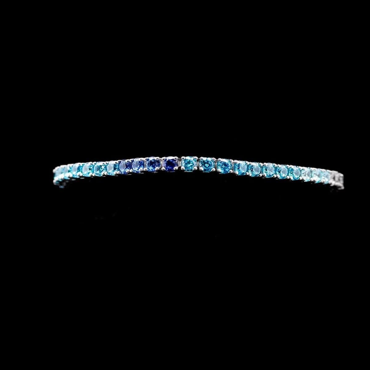 Omnia Tasneem Blue 3mm Tennis Bracelet in 92.5 Silver High Quality Simulated diamonds - OMNIASTORES UAE