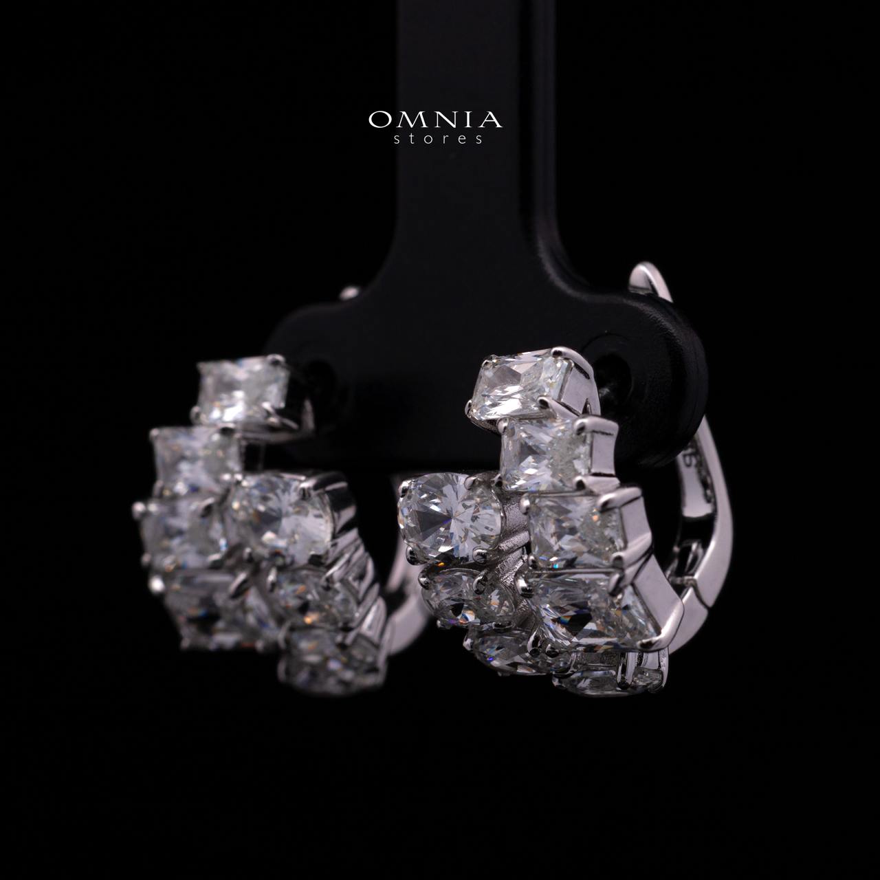 Tokiya Silver Cluster Clip-On Earrings in 925 Sterling Silver with Premium Simulated Diamond - OMNIASTORES KSA