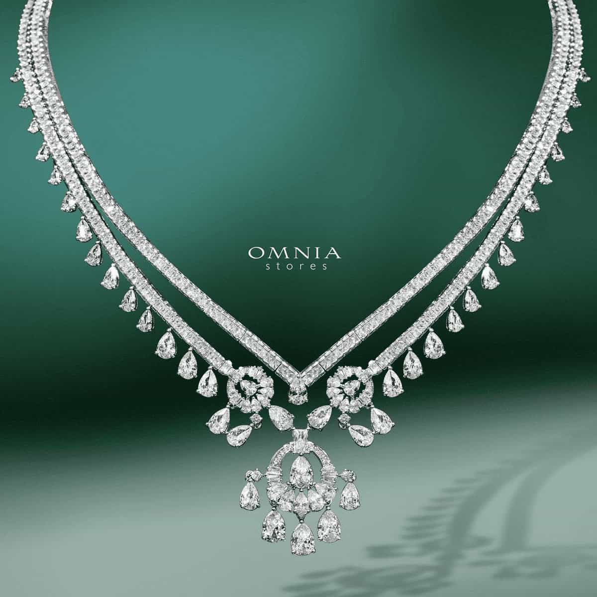 Omnia Maram Bridal Full Set in 92.5 Silver with High-Quality Simulated Diamonds - OMNIASTORES UAE