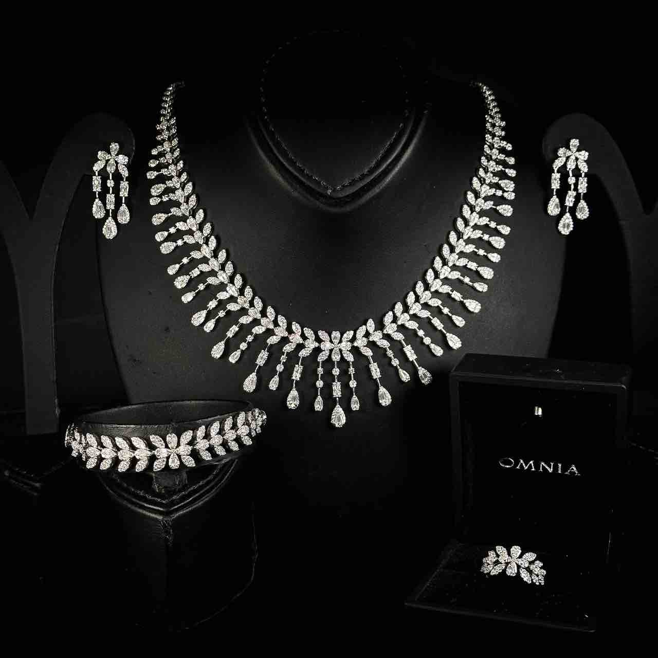 Omnia Fawziya White Bridal Full Set in 925 Silver High Quality Simulated Diamonds