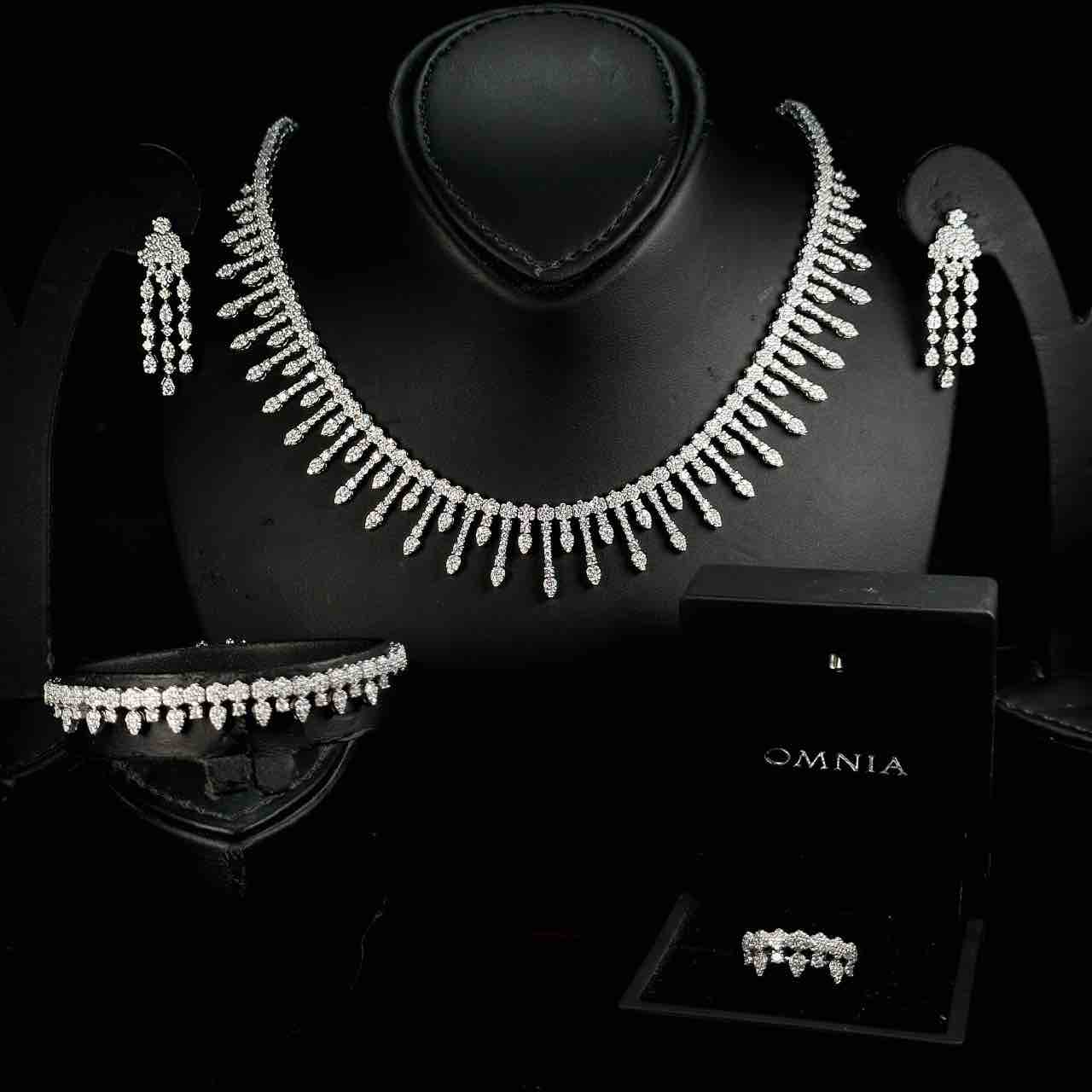 Omnia Khairiya White Bridal Full Set in 925 Silver High Quality Simulated Diamonds - OMNIASTORES UAE