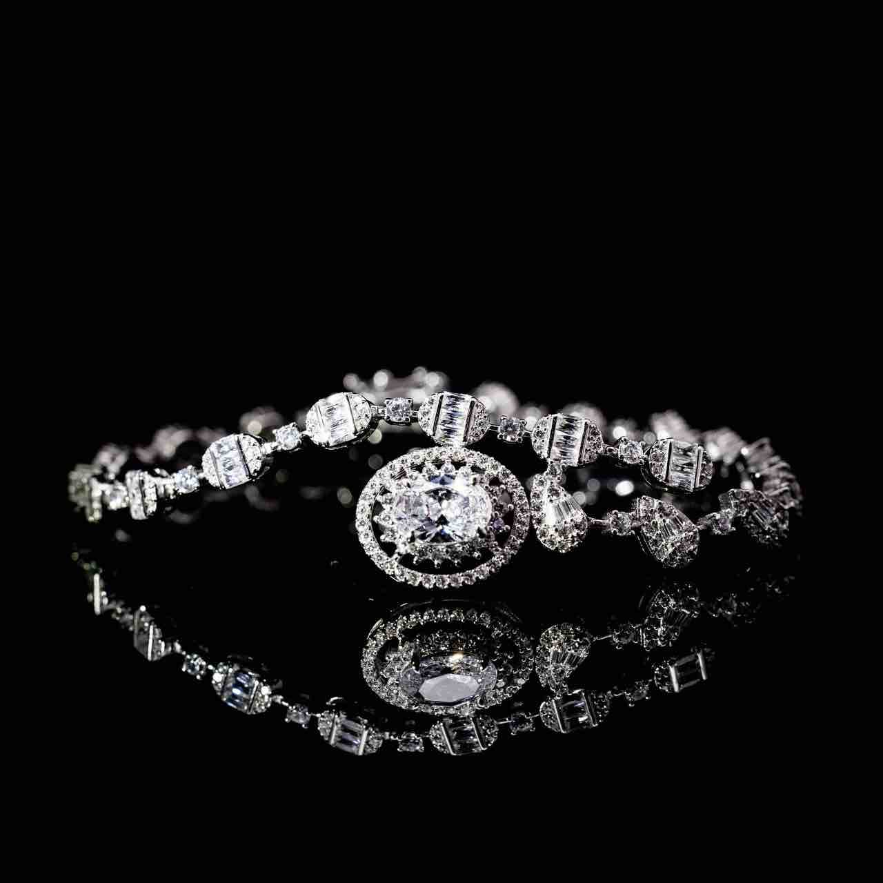 Omnia Manar White Bridal Full Set in 925 Silver High Quality Simulated Diamonds - OMNIASTORES UAE