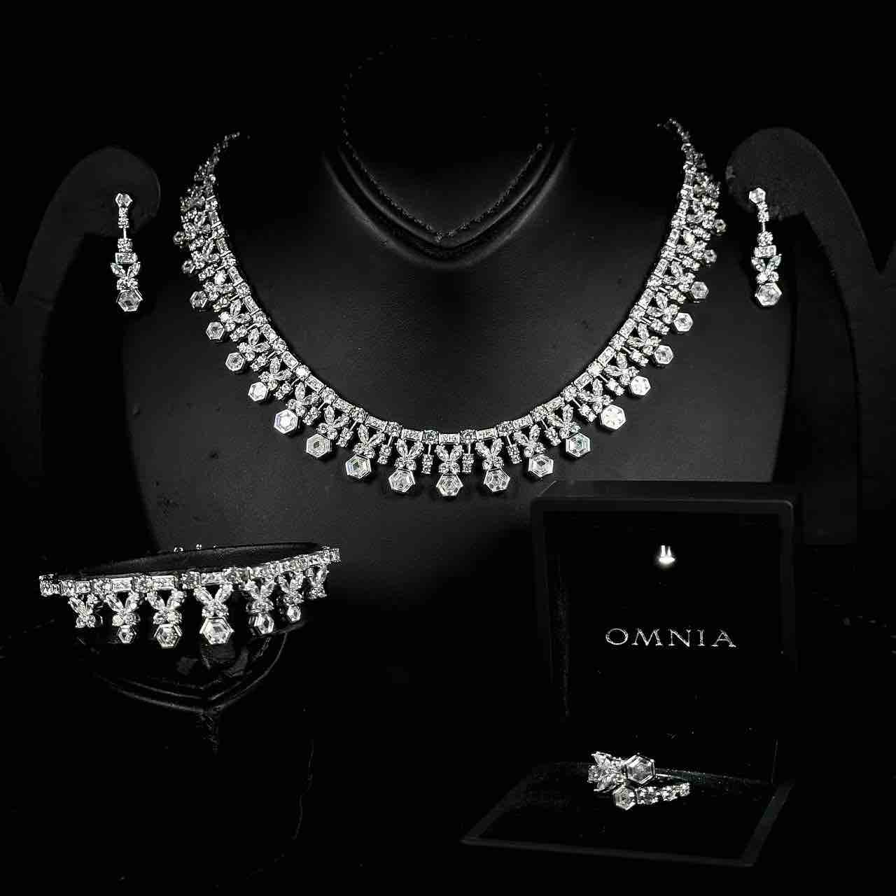 Omnia Nudhar White Bridal Full Set in 925 Silver High Quality Simulated Diamonds - OMNIASTORES UAE