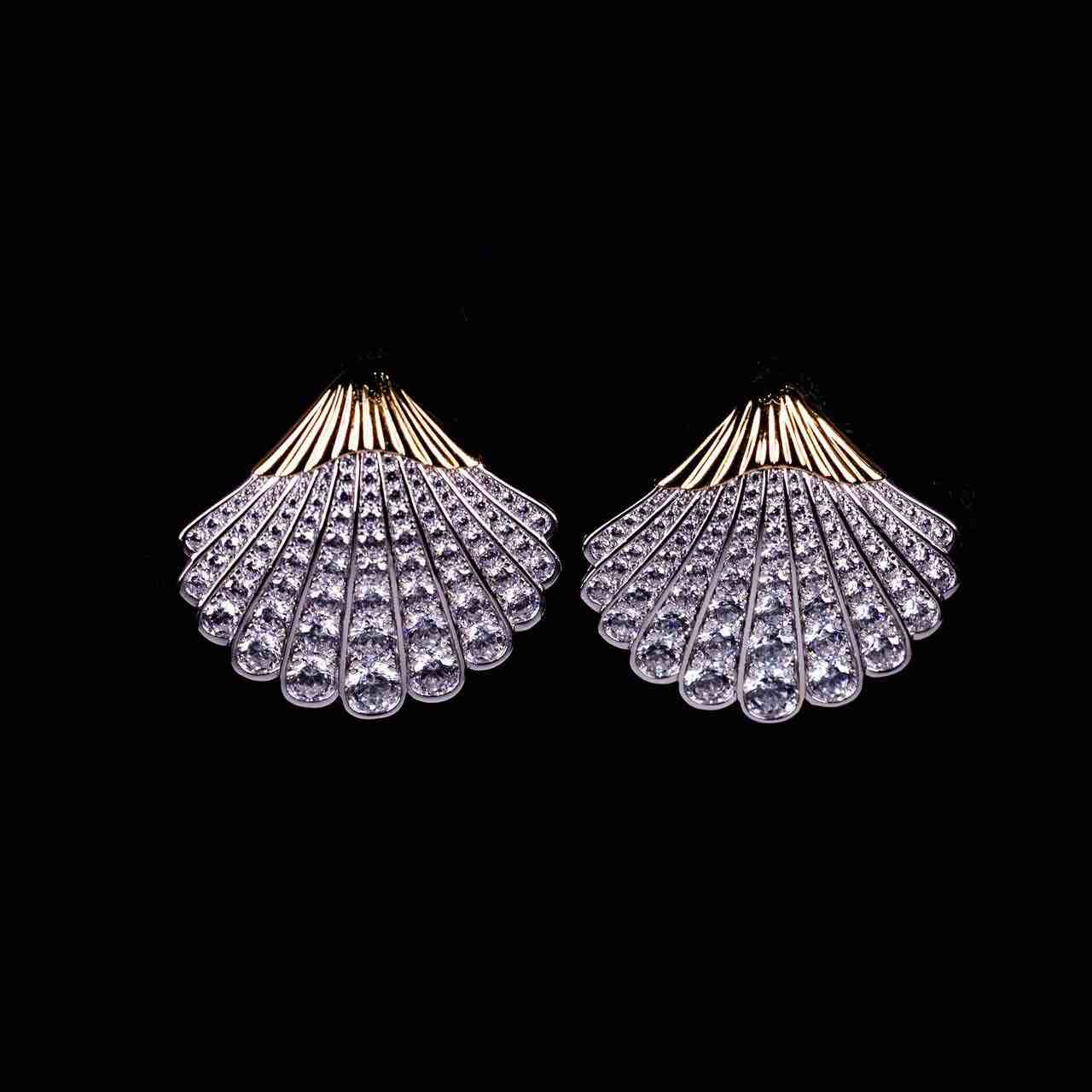 Omnia Nida Gold Plated Stud Earrings In 925 Silver High Quality Certified Lab Crafted Stones