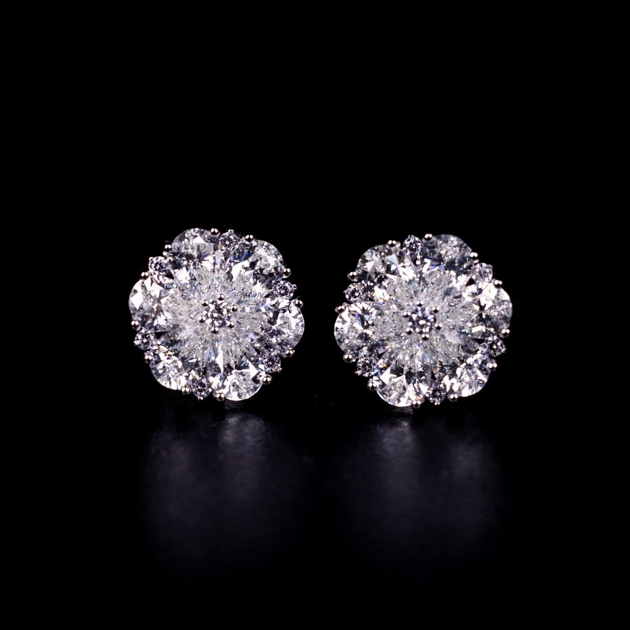 Omnia Saadiya White Flower Stud Earrings In 925 Silver High Quality Certified Lab Crafted Round Cut Stones - OMNIASTORES UAE