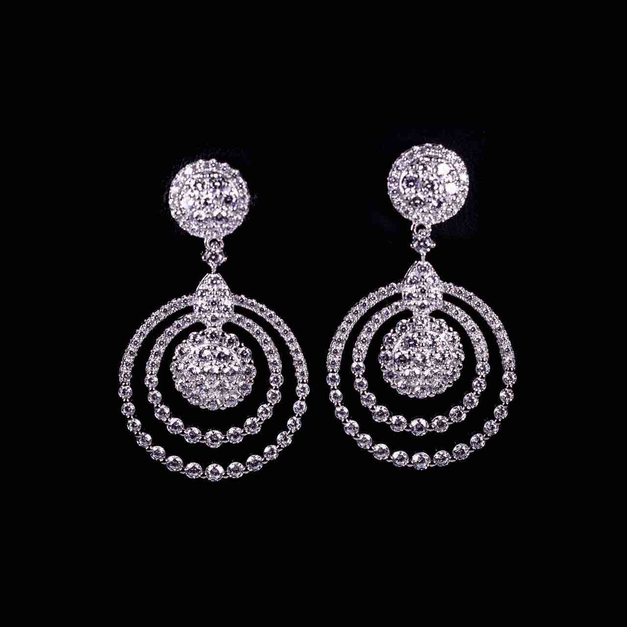 Omnia Rafeea White Silver Drop Earrings In 925 Silver High Quality Certified Lab Crafted Stones - OMNIASTORES UAE