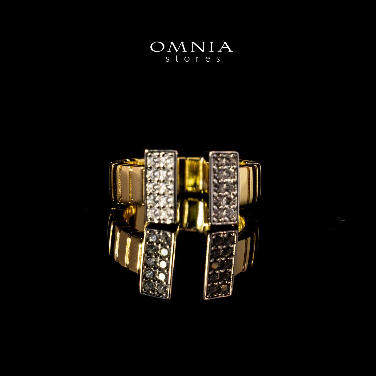 Omnia Abeerah Golden Silver Ring In 925 Silver High Quality Certified Lab Crafted Stones - OMNIASTORES UAE