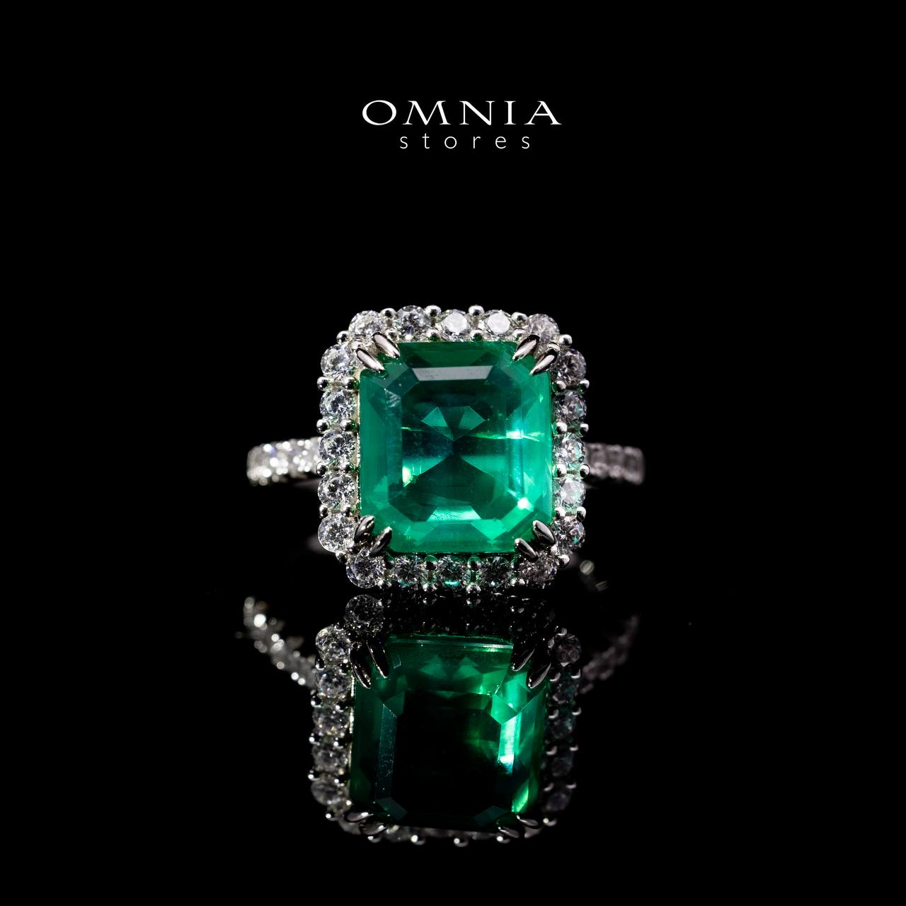 Omnia Rimala White and Green Ring In 925 Silver High Quality Certified Lab Crafted Stones - OMNIASTORES UAE