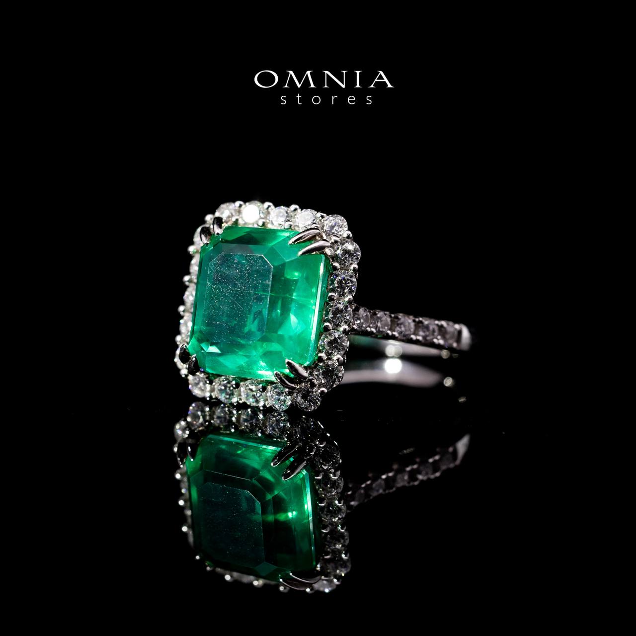 Omnia Rimala White and Green Ring In 925 Silver High Quality Certified Lab Crafted Stones - OMNIASTORES UAE