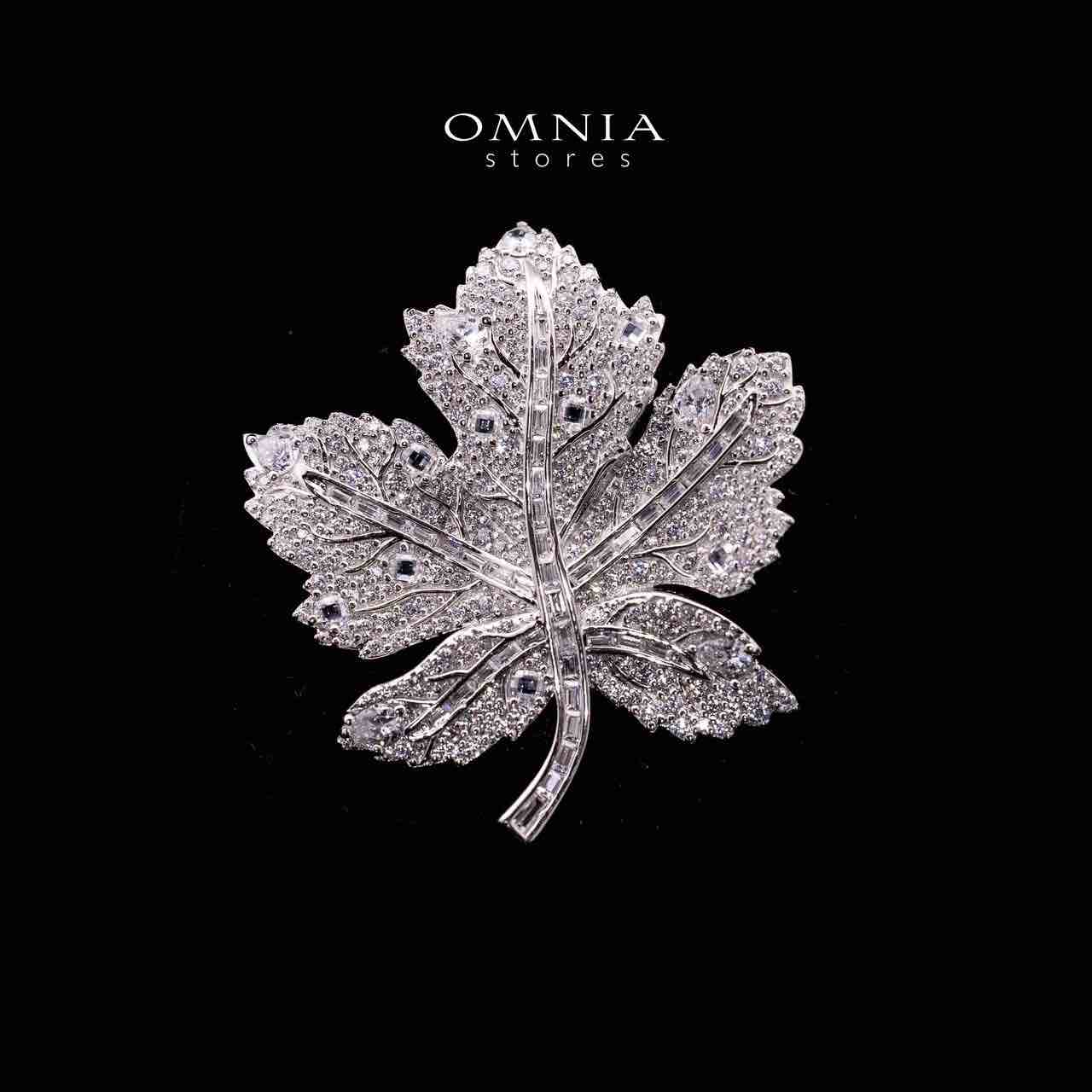 Omnia Aleena Leaf Silver Brooch in 925 Silver High Quality Simulated diamonds - OMNIASTORES UAE
