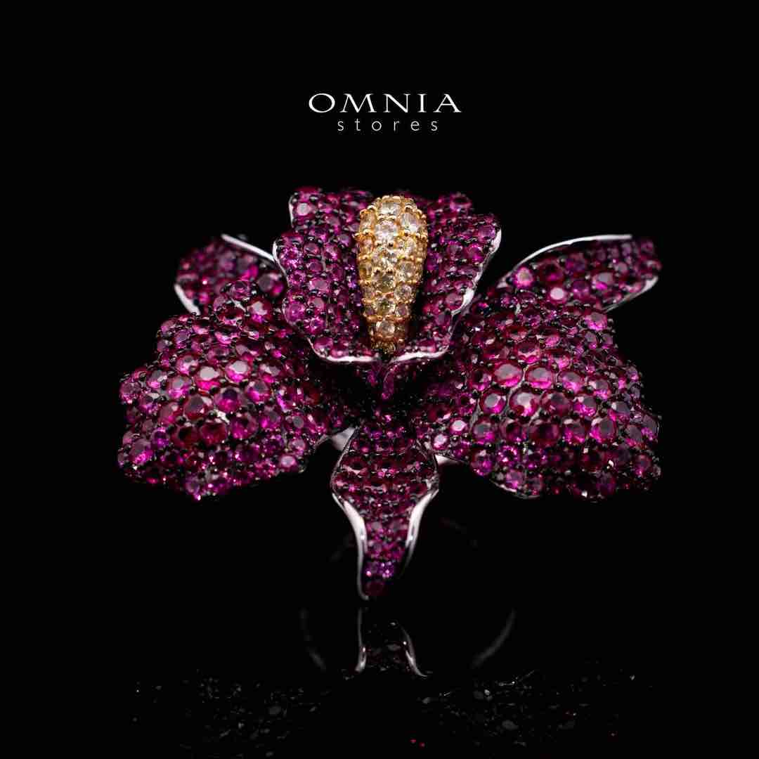 Omnia Nabila Red Butterfly Silver Ring in 925 Silver High Quality Simulated Diamonds Stones - OMNIASTORES UAE
