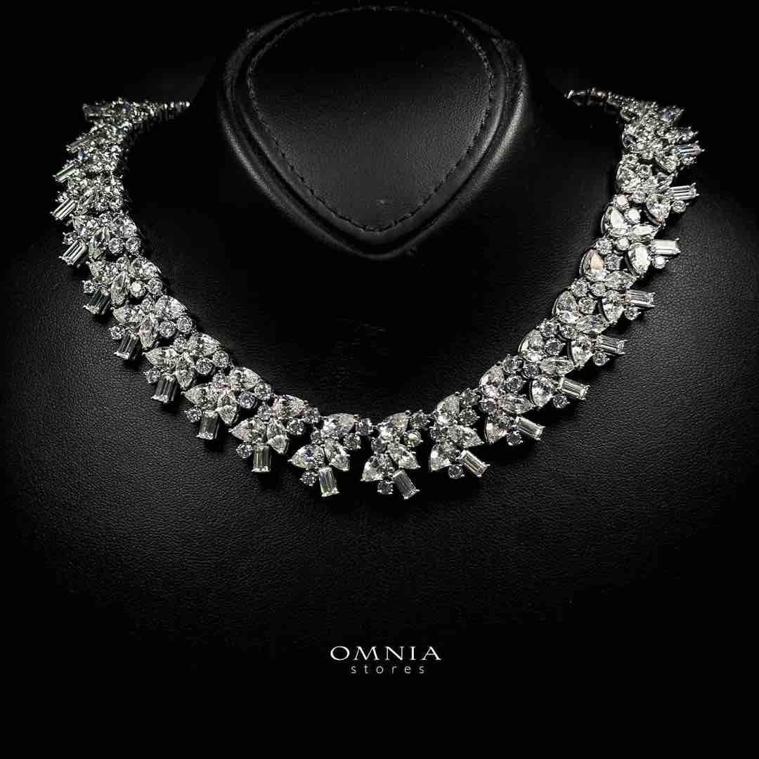 Omnia Farheen White Necklace In 925 Silver High Quality Caertified Lab Crafted Stones - OMNIASTORES UAE