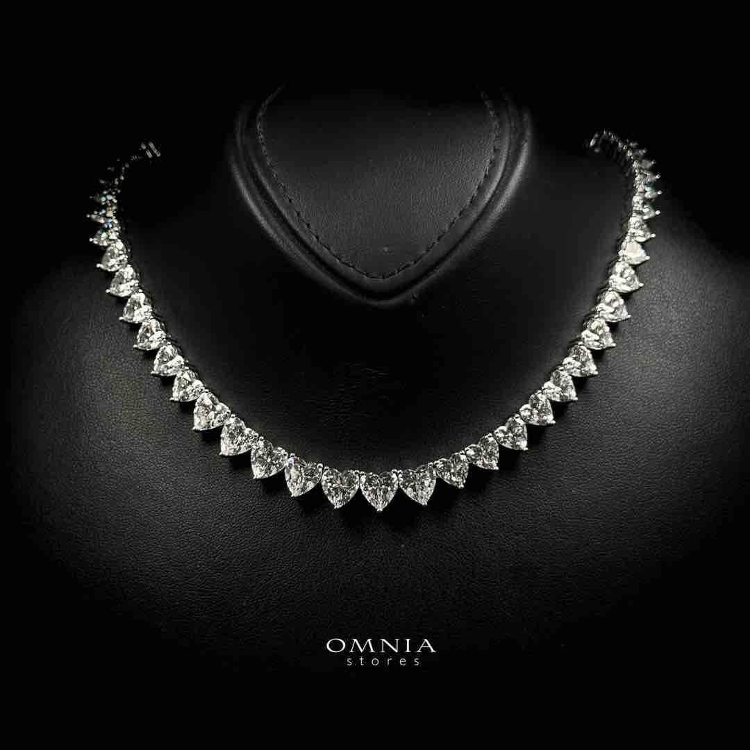 Omnia Hayaam White Heart Necklace In 925 Silver High Quality Caertified Lab Crafted Stones - OMNIASTORES UAE
