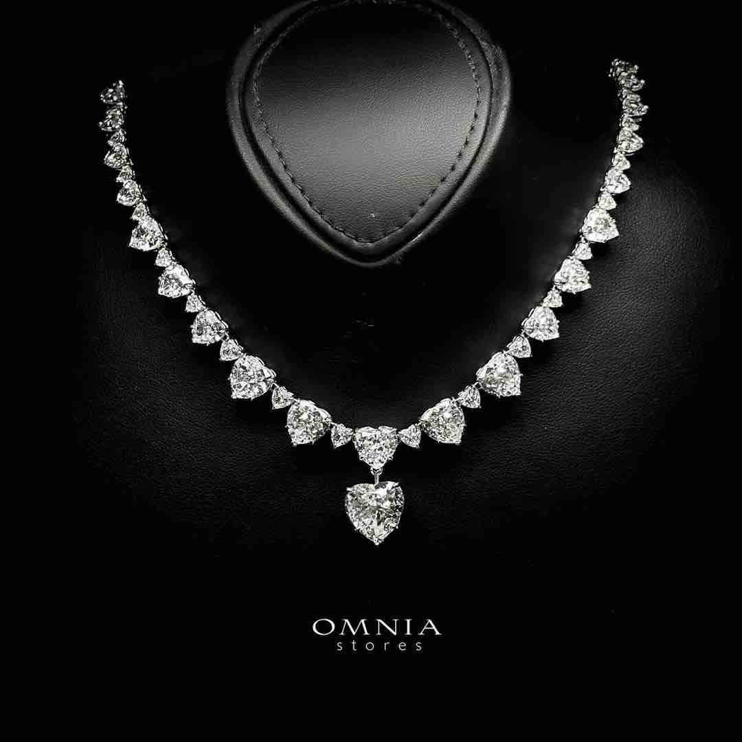 Omnia Fadilah White Heart Necklace In 925 Silver High Quality Certified Lab Crafted Stones - OMNIASTORES UAE