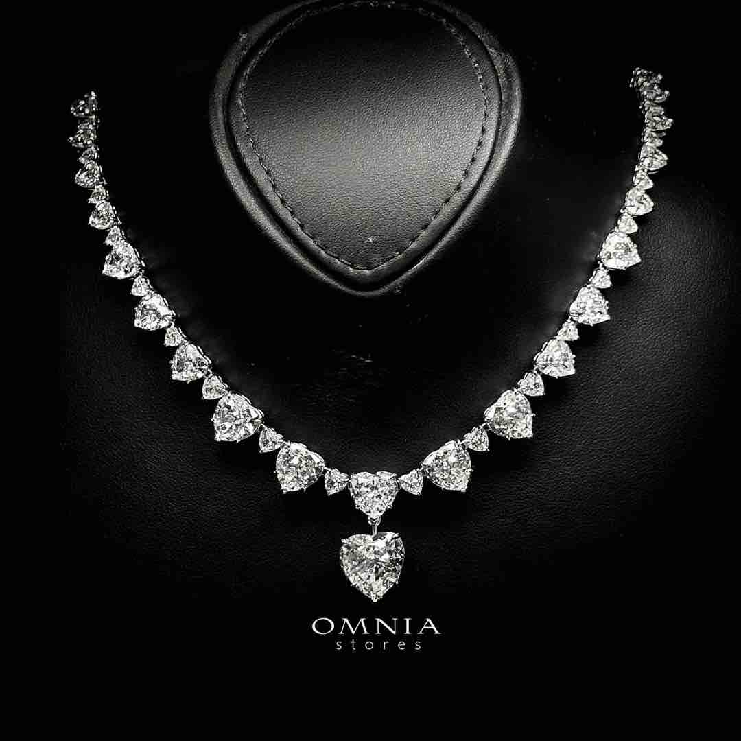 Omnia Fadilah White Heart Necklace In 925 Silver High Quality Certified Lab Crafted Stones - OMNIASTORES UAE